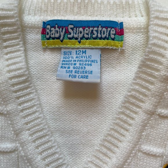 White Multi-Color Button Down Cardigan Sweater by Baby Superstore 12 Months NWOT - Picture 3 of 10